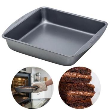 Imagem de Forma Antiaderente Brownie Pão Bolo Torta Forno Aço Quadrada - Baker's
