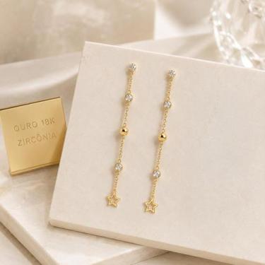 Imagem de Brinco Em Ouro 18k Com Zircônias E Estrela - Paulistana Joias