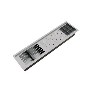 Imagem de Calha Úmida Completa 3 Módulos Inox Escorredor Louça Equipado Embutido