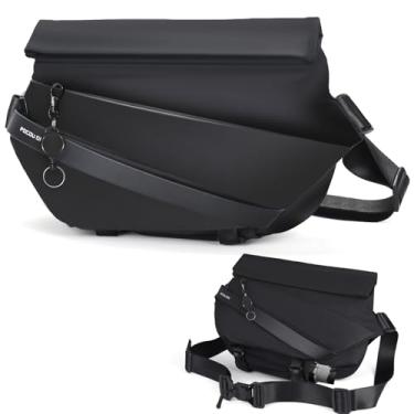 Imagem de Bolsa tiracolo de viagem – Bolsa transversal de tecido composto impermeável com fivela magnética de liberação rápida, serve para iPad de 10,9 polegadas e MacBook de 13 polegadas, Preto, Compact