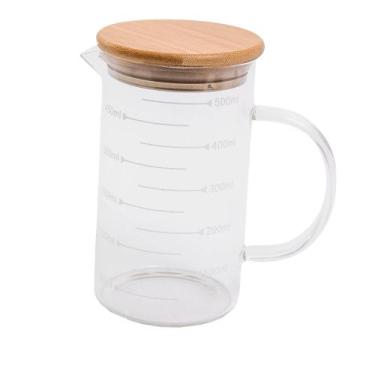 Imagem de Jarra de Vidro com Medida E Tampa de Bambu 500ml - Oikos