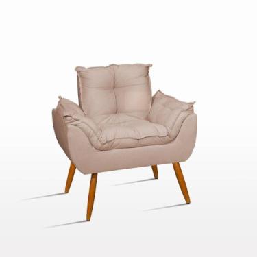 Imagem de Poltrona Decorativa Opala Para Sala Quarto Escritório Suede Bege Balaq