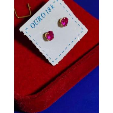 Imagem de Par de Brinco Infantil Segundo Furo Pedra 4 mm Zircônia Cores _ Rosa, 