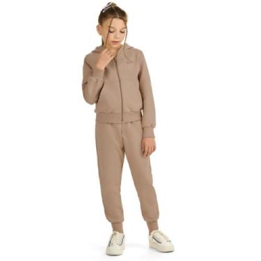 Imagem de Calça Infantil Menina Em Moletom Peluciado Marrom Claro - Angerô, 12, 