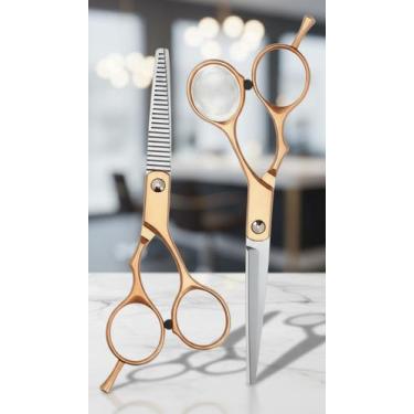 Imagem de Kit Tesouras Profissionais Inox Dourado 6 Peças - Congratulations Stor