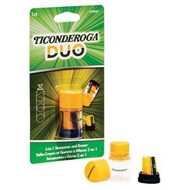 Imagem de Apontador/Borrachas Ticonderoga, verde e amarelo, 1 contagem