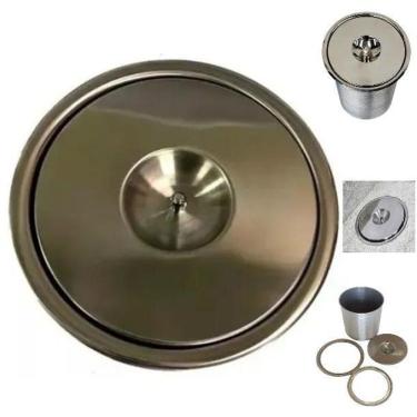 Imagem de Lixeira Pia Cozinha Embutir No Granito Em Inox 3Lt 15X25 Cm