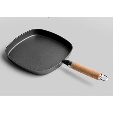 Imagem de Fôrma de omelete de ferro fundido, frigideira de bife, frigideira com cabo de madeira 22 cm/8,6 polegadas (lisa)