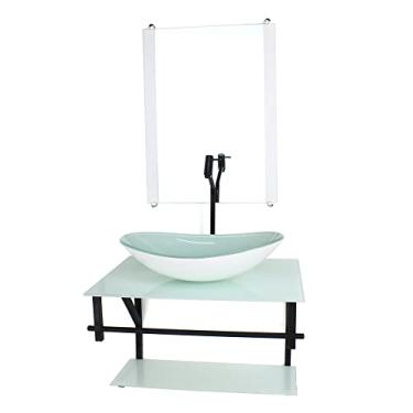 Imagem de GABINETE DE VIDRO PARA BANHEIRO 60CM AP CUBA OVAL BRANCO FULL