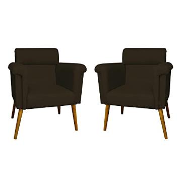 Imagem de Kit 02 Poltronas Decorativa Elisa Pés Palito Suede Marrom - DS Estofados