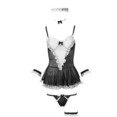 Imagem de SINGUYUN Sexy French Maid Dresses Anime Costume Maid Cosplay Lingerie Cute (WWA2015Black)