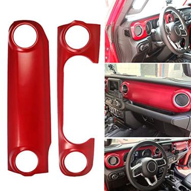 Imagem de FINMOKAL Guarnição Da Tampa Do Painel Do Console Central Vermelho Para Jeep Wrangler Jl 2018 2019&Gladiator
