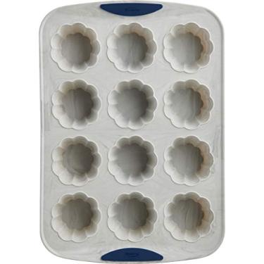 Imagem de Trudeau Conjunto de duas formas de silicone para muffins de flores, 12 unidades, mármore, cinza