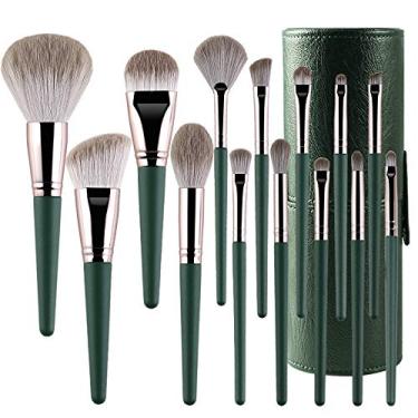 Imagem de MAXBROTHERS 14 Conjunto de Pincéis de Maquiagem Nuvem Verde Cabo de Madeira Macio Ferramentas de Beleza Cangzhou Conjunto Completo de Pincéis de Maquiagem Pincéis de Maquiagem (pincel de maquiagem com balde)