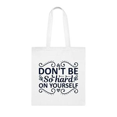 Imagem de Sacola Don't Hard Yourself, presente divertido, bolsa de ombro, bolsas reutilizáveis, ideia de presente de cesta de Natal de aniversário, Branco
