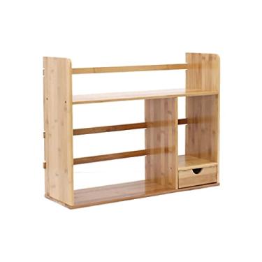 Imagem de YUHUAWF Estante de livros desktop rack de armazenamento multicamadas estante de estudo prateleira pequena estante com gaveta 47 cm de altura para sala de estar escritório em casa (tamanho: B1)
