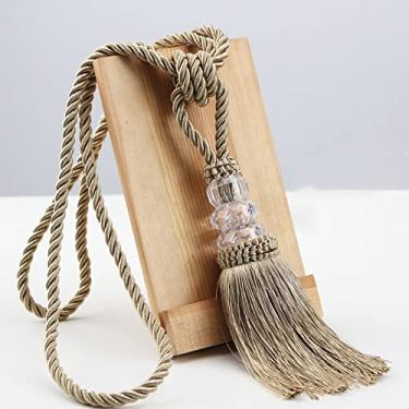 Imagem de 1 peça Cortina de borla Cortinas Decorativas Suporte de Corda Fivela Acessório Bola de Plástico Cortina Dourada Atrás Corda Atadura Corda, Dourado