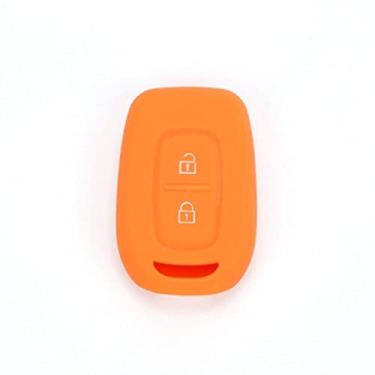 Imagem de CSHU Silicone 2 Botões Remoto Car Key Case Cover Chaveiro Ring Key Bag, apto para Renault Duster Dacia Scenic Master Megane, laranja