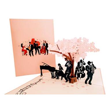 Imagem de Cartão de felicitações iGifts and Cards Smooth Jazz Band 3D Pop Up - Amantes de música, incrível, sob uma flor de cerejeira, observações, inspirador, legal, meia dobra, celebração, todas as ocasiões, feliz aniversário, aniversário de casamento