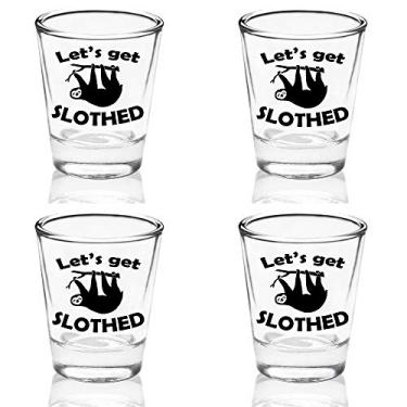 Imagem de Conjunto de 4 copos de shot Funny Sloth Let's Get Slothed 50 ml