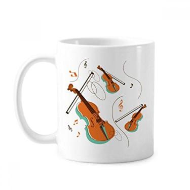 Imagem de Caneca com estampa de instrumentos musicais de violino cerâmica xícara de porcelana de café