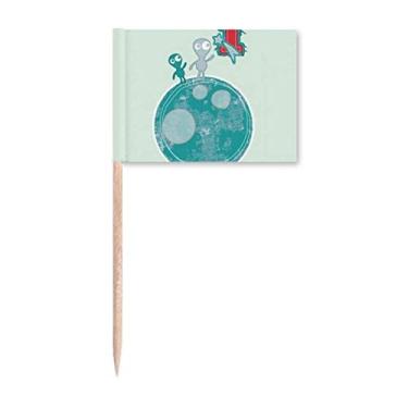 Imagem de Universo e alienígena monstro na Terra, bandeiras de palito, marcador para decoração de festa