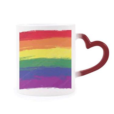 Imagem de Caneca Stippling Rainbow Gay Lésbica LGBT Sensível ao Calor Vermelho Copo de Grés que Mudam de Cor