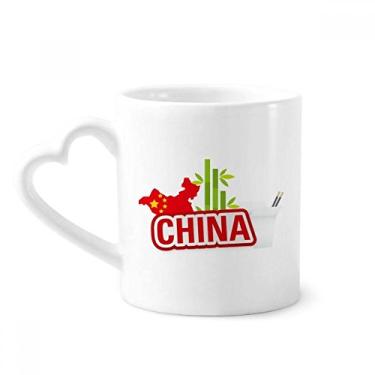 Imagem de China Mapa de bambu vermelho China Town caneca café cerâmica copo de coração de vidro