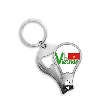 Imagem de Chaveiro abridor de cortador de unha com bandeira nacional do Vietnã padrão vermelho verde tesoura