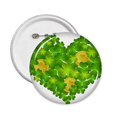 Imagem de Broche de coração da Irlanda do Dia de São Patrício com emblema de botão para decoração 5 peças