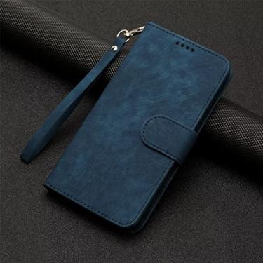 Imagem de FIRSTPELLA Compatível com Samsung S21 FE Case, capa carteira fina livro capa folio com corda de mão para mulheres meninas: feito de PU + TPU, leve, proteção total - azul
