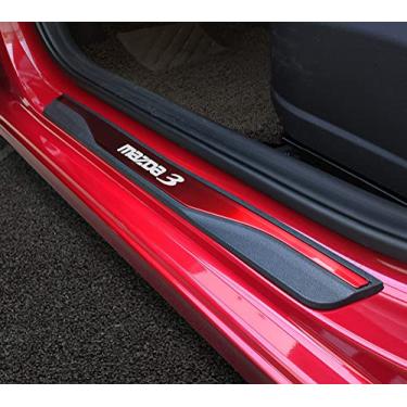 Imagem de GZBFTDH Proteção de Peitoril Soleira da Porta, para Mazda 3 2015-2022 Carro Acessórios, Aço Inoxidável Kick Plate Guard de Pedal de Limiar Protetor, Peças para Automóveis