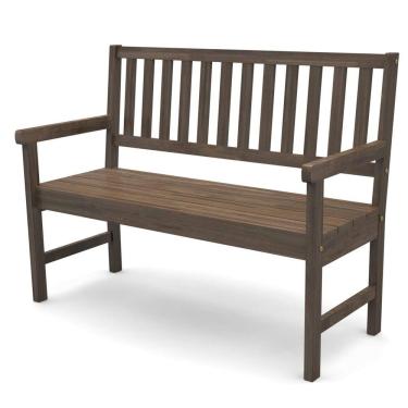 Imagem de Banco de Jardim Rústico de Madeira 2 Lugares com Encosto Móveis Meneghetti Envelhecido