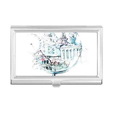 Imagem de Globe London Eye Torre Eiffel Aquarela porta-cartões carteira caixa de bolso