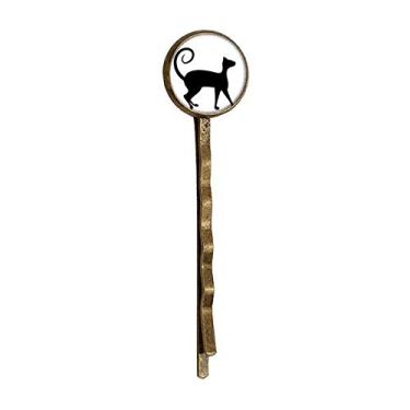 Imagem de Pet Lover Black Cat Animal Art Outline Retro Metal Hair Bobby Pin Headwear