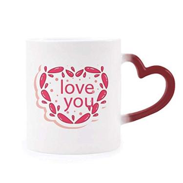 Imagem de Caneca sensível ao calor Dia dos Namorados Coração Rosa Love You Caneca vermelha muda de cor