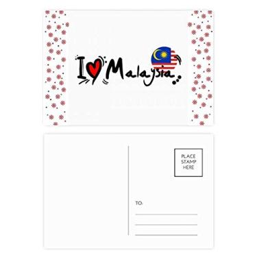 Imagem de I Love Malaysia Bandeira da Palavra Amor Ilustração Coração Natal Flor Celebração Cartão Postal Bênção Cartão de Correio