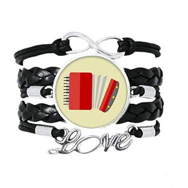 Imagem de OFFbb-USA Pulseira Descendente de Piano, Acordeão, Amor, Acessório de Pulseira de Couro Trançado para Presente