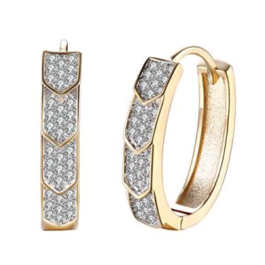 Imagem de WSKFLY Meninas Brincos Huggie Folheados A Ouro 14K Com Diamantes E Flechas, Brincos De Argola De Zircônia Cúbica Para Mulheres