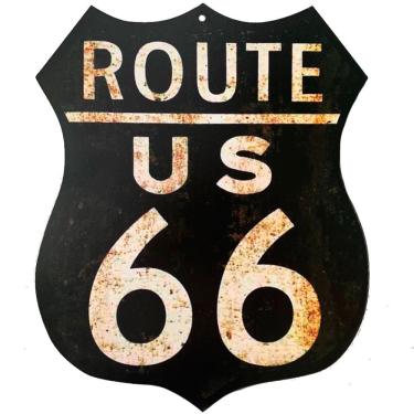 Imagem de Placa Decorativa Vazada MDF Route 66 Black