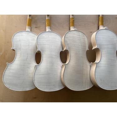 Imagem de Vetimobato Violino artesanal inacabado 4/4 tamanho completo bordo chama traseira abeto top violino branco violino luthier profissional (uma peça de bordo chama)