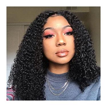 Imagem de Perucas femininas brasileiro curto crespo encaracolado T parte lace frontal perucas de cabelo humano 150% densidade 8-14 polegadas 13x1 4x1 parte de renda transparente perucas bob para mulheres perucas de cabelo humano (cor: 4x1 T parte de renda, tamanho: 35,5 cm