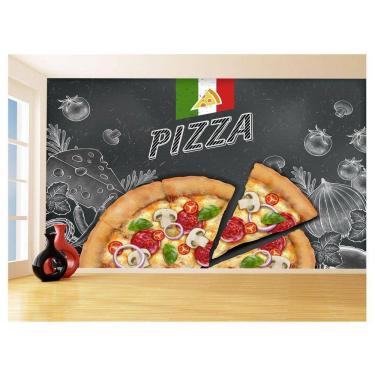 Imagem de Papel De Parede Estilo Lousa Pizza Ingrediente 3,5M Lcb10
