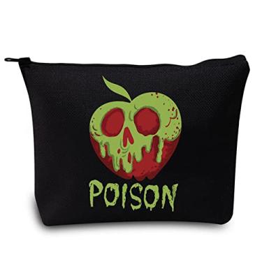 Imagem de LEVLO Wtich Poison Apple Bolsa de maquiagem cosmética vilão amante presente bruxa veneno bolsa com zíper, Preto venenoso, Bolsa cosmética