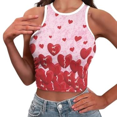 Imagem de Yewattles Top curto sexy para mulheres gola alta camisetas colete regata menina roupas de verão PP-2GG, Dia dos Namorados, M