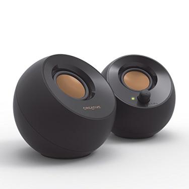 Imagem de Creative Fonte de alimentação USB Pebble com alto-falante ativo de 4,4 W, saída potente, driver ascendente de 45 °, drivers passivos de graves pesados, preto