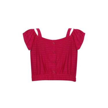 Imagem de Cropped Feminino Infantil Recorte Polo Wear Rosa Escuro
