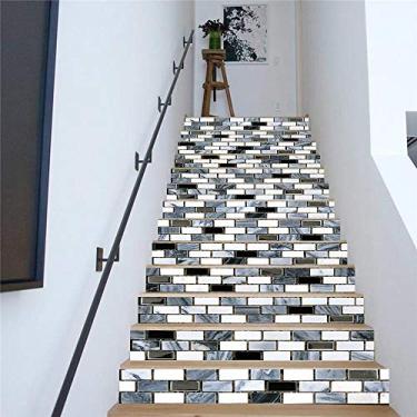 Imagem de Adesivos de escada, 13 peças, cobertura de escadas de grão de madeira, decoração de casa, adesivos clássicos removíveis para escadas, pinturas, adesivos de escada