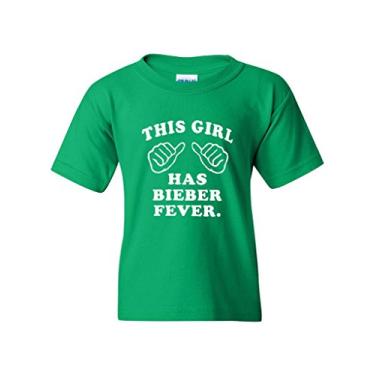Imagem de Camiseta juvenil infantil This Girl Has A Bieber Fever Statement, Verde irlandês, P