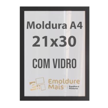 Imagem de Kit 3/5/10 Molduras A4 21x30 cm Com Vidro para Certificados Diplomas Fotos Quadros Decorativos temos cores Branca Preta Dourada Prata Tabaco (Preta, 1)